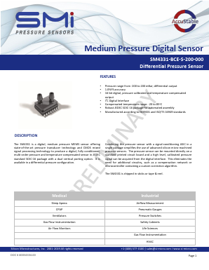 SM4331-BCE-T-200-000 Datasheet PDF Silicon Microstructures, Inc.