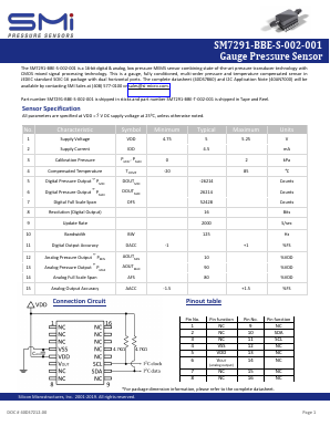 SM7291-BBE-S-002-001 Datasheet PDF Silicon Microstructures, Inc.