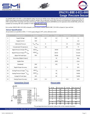 SM6291-BBE-S-021-000 Datasheet PDF Silicon Microstructures, Inc.
