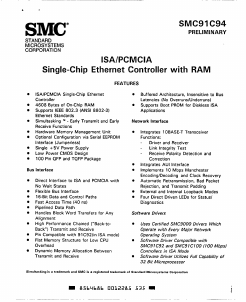SMC91C94 Datasheet PDF SMSC -> Microchip