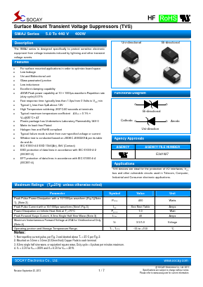 SMAJ48C Datasheet PDF Socay Electornics Co., Ltd.