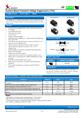 P4SMA520A Datasheet PDF Socay Electornics Co., Ltd.