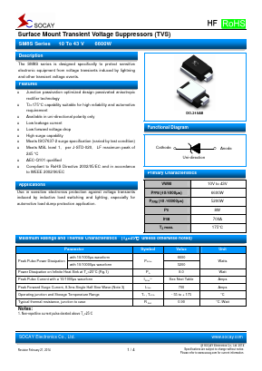 SM8S10 Datasheet PDF Socay Electornics Co., Ltd.