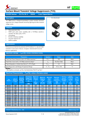 SACB5.0 Datasheet PDF Socay Electornics Co., Ltd.