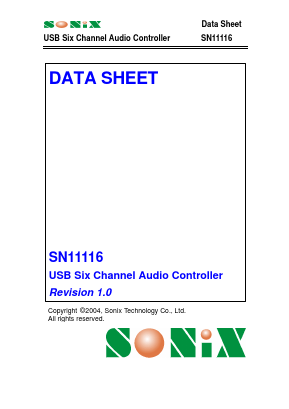 SN11116F Datasheet PDF Sonix Technology Co., Ltd