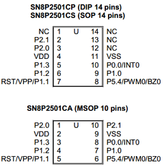 SN8P2501CP Datasheet PDF Sonix Technology Co., Ltd