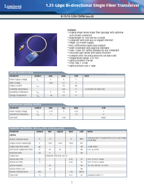 B-13-1250-TDPM-SST-60 Datasheet PDF Source Photonics, Inc.