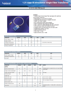 B-15-1250-TPM-S Datasheet PDF Source Photonics, Inc.