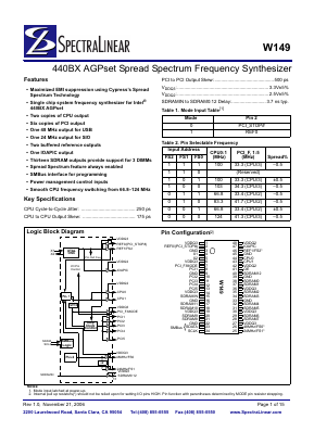 W149 Datasheet PDF SpectraLinear Inc