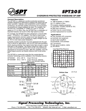 SPT205AMH Datasheet PDF Signal Processing Technologies