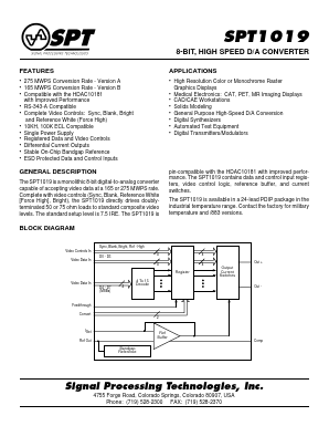 SPT1019AIN Datasheet PDF Signal Processing Technologies