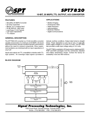 SPT7820ACS Datasheet PDF Signal Processing Technologies