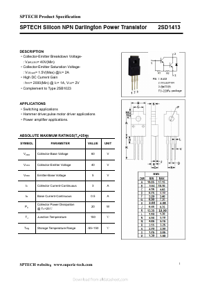 D1413 Datasheet PDF Shenzhen SPTECH Microelectronics Co., Ltd.