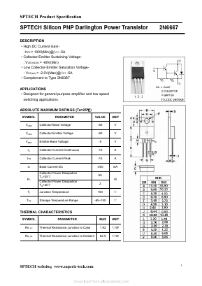 2N6667 Datasheet PDF Shenzhen SPTECH Microelectronics Co., Ltd.