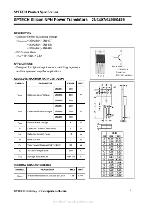 2N6498 Datasheet PDF Shenzhen SPTECH Microelectronics Co., Ltd.