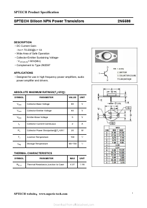 2N5598 Datasheet PDF Shenzhen SPTECH Microelectronics Co., Ltd.