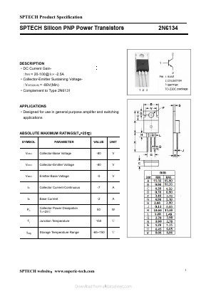 2N6134 Datasheet PDF Shenzhen SPTECH Microelectronics Co., Ltd.