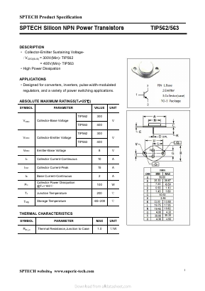TIP563 Datasheet PDF Shenzhen SPTECH Microelectronics Co., Ltd.