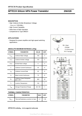 2N6328 Datasheet PDF Shenzhen SPTECH Microelectronics Co., Ltd.