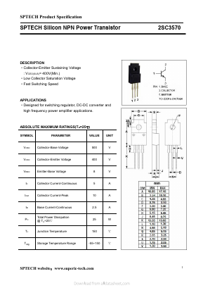 2SC3570K Datasheet PDF Shenzhen SPTECH Microelectronics Co., Ltd.