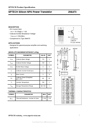 2N6473 Datasheet PDF Shenzhen SPTECH Microelectronics Co., Ltd.