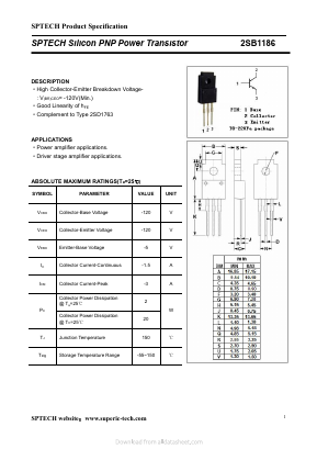 B1186F Datasheet PDF Shenzhen SPTECH Microelectronics Co., Ltd.