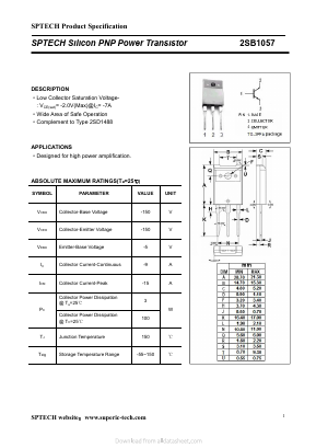 2SB1057Q Datasheet PDF Shenzhen SPTECH Microelectronics Co., Ltd.