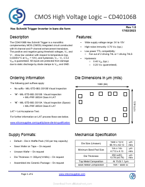 CD40106B Datasheet PDF Silicon Supplies