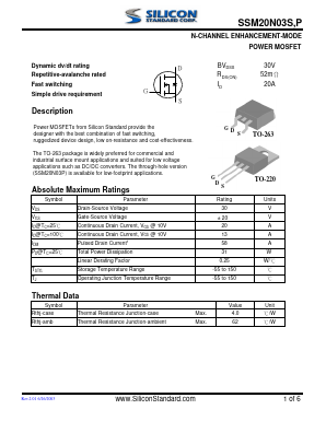 SSM20N03S Datasheet PDF Silicon Standard Corp.