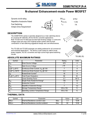 SSM07N70CR-A Datasheet PDF Silicon Standard Corp.