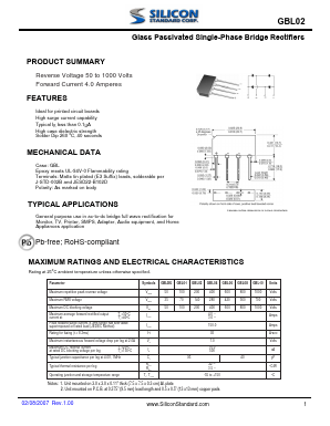 GBL005 Datasheet PDF Silicon Standard Corp.