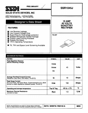 SSR1045J Datasheet PDF Solid State Devices, Inc.