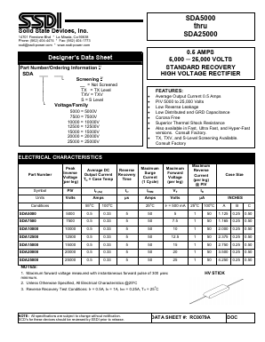 SDA7500 Datasheet PDF Solid State Devices, Inc.