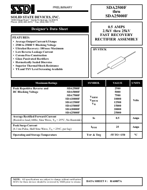 SDA15000F Datasheet PDF Solid State Devices, Inc.