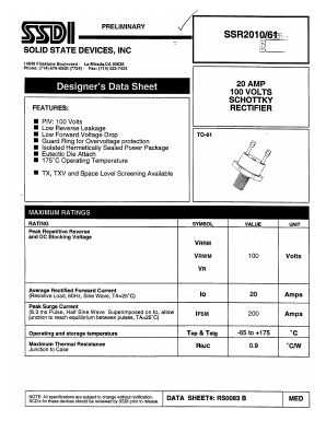 SSR2010-61 Datasheet PDF Solid State Devices, Inc.