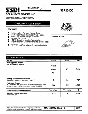 SSR2040C Datasheet PDF Solid State Devices, Inc.