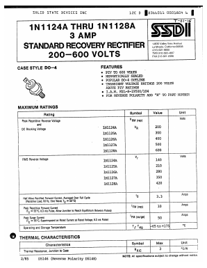 1N1127A Datasheet PDF Solid State Devices, Inc.