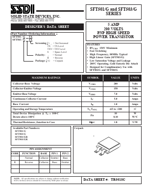 SFT501-GR Datasheet PDF Solid State Devices, Inc.