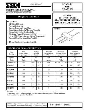 SDA295E Datasheet PDF Solid State Devices, Inc.