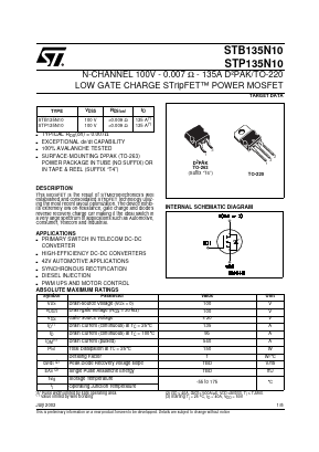 STP135N10 Datasheet PDF STMicroelectronics