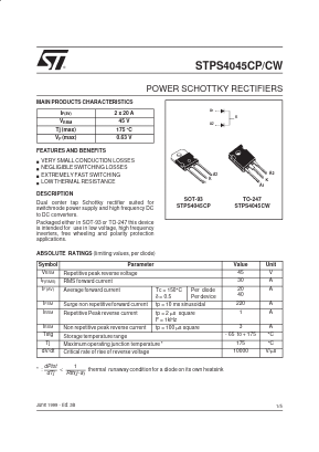 STPS4045CP Datasheet PDF STMicroelectronics