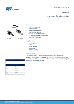 STPS20SM120SFP Datasheet PDF STMicroelectronics