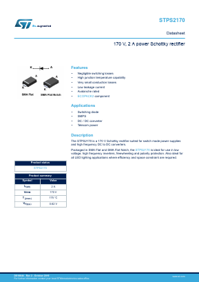 STPS2170 Datasheet PDF STMicroelectronics