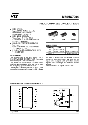 M74HC7294M1R Datasheet PDF STMicroelectronics