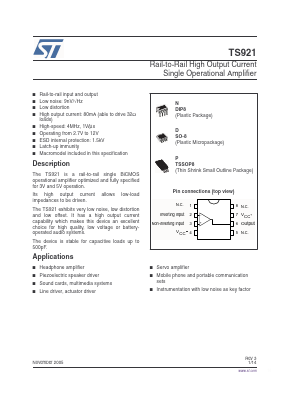 TS921ID Datasheet PDF STMicroelectronics