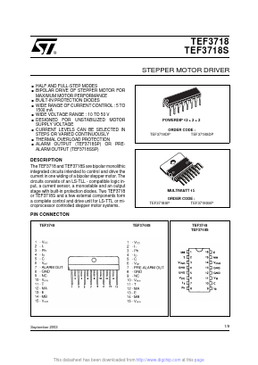 TEF3718 Datasheet PDF STMicroelectronics
