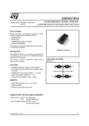 ESDA6V1BC6 Datasheet PDF STMicroelectronics