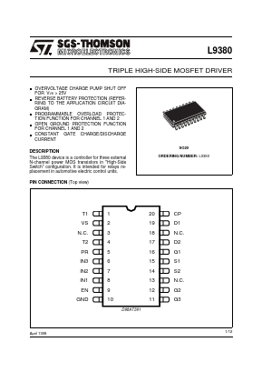 L9380 Datasheet PDF STMicroelectronics