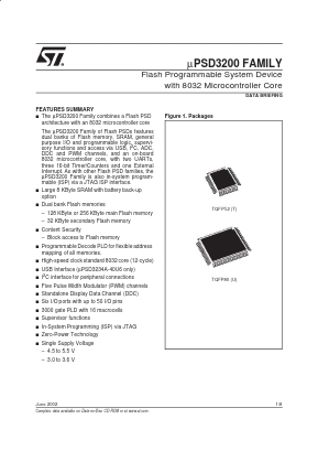 UPSD3233A-40U1 Datasheet PDF STMicroelectronics