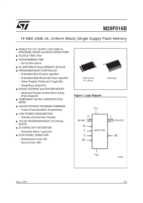 M29F016B90N6T Datasheet PDF STMicroelectronics